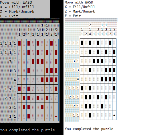 Picross in the windows terminal